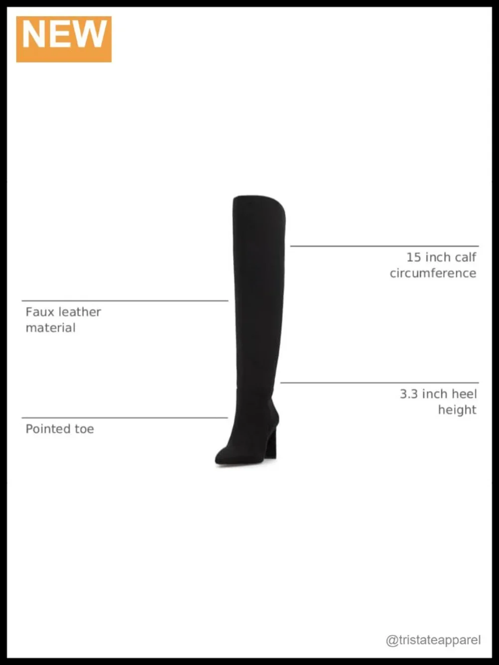 Faux Leather Pointed Toe Over-the-Knee Block Heel Boots